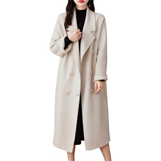 2024秋季新款纯色长袖中长款双面呢大衣通勤百搭，女装双面呢大衣，贝源羊绒