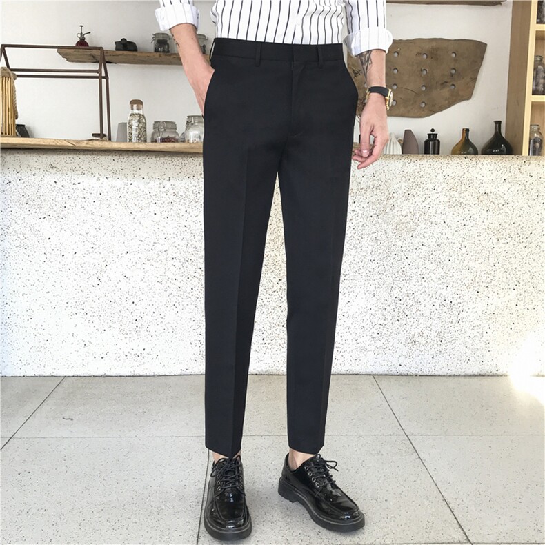 裤子男韩版潮流秋冬季新款九分小西裤男士修身垂感西装裤休闲长裤,男装西裤,星座505-2（原电商A260-1)