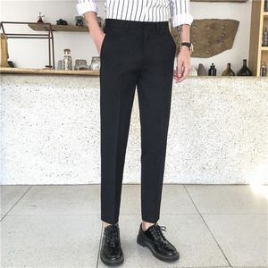 裤子男韩版潮流秋冬季新款九分小西裤男士修身垂感西装裤休闲长裤图片