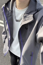 秋季新款连帽冲锋衣外套男宽松休闲百搭夹克上衣F7870-特价P45，男装夹克，电商A007