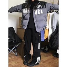 [有货]拼接加厚棉衣高街学院风棉服外套MY234特P84，男装棉衣，星座908-1