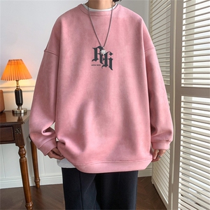 ！加绒加厚22秋季宽松港风Rh麂皮绒圆领卫衣JW1975-p50控68图片