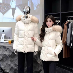 美式毛领连帽棉服女冬季加厚收腰显瘦学生棉袄外套8056-P110网图图片