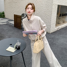 韩系宽松休闲卫衣套装女2025春秋季新款慵懒风显瘦阔腿长裤两件套，女装套装/套裙，2C277