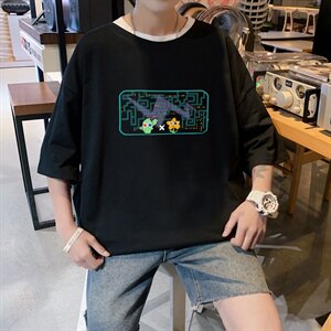 短袖男夏宽松纯棉T恤男百搭港风韩版情侣中性日系潮DT0249 P20图片