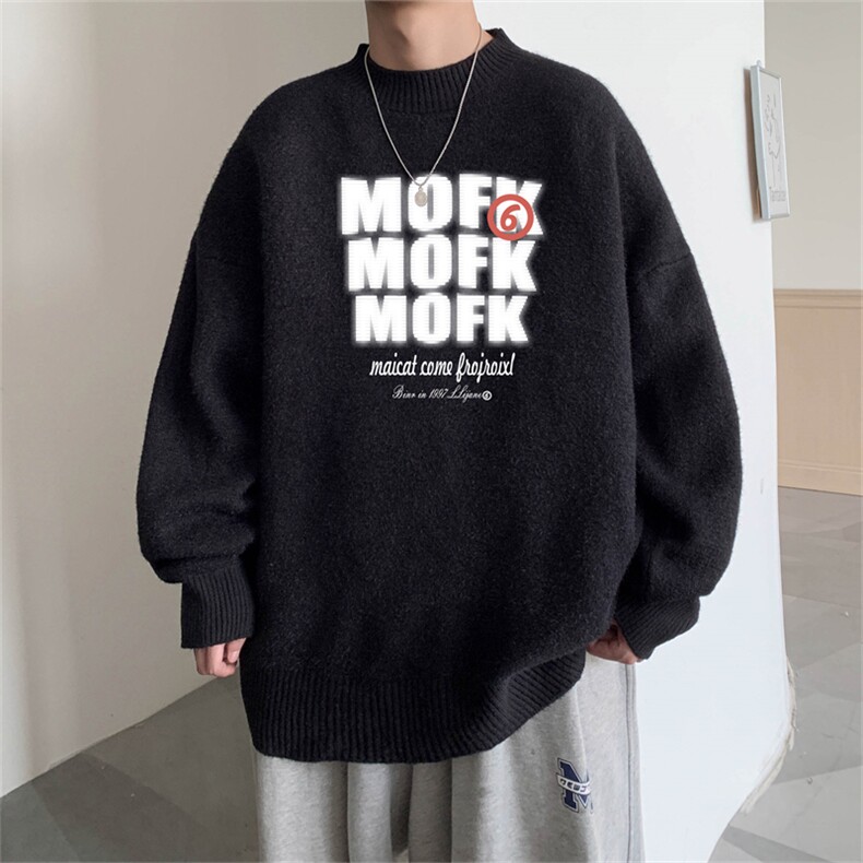 ！23港风宽松大码半高领毛衣圆领针织衫M3362-P45控68加绒+10图片