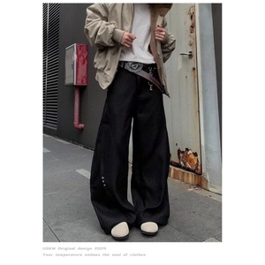 网图-K889-P68 25春装重工休闲弯刀裤宽松直筒拖地裤图片