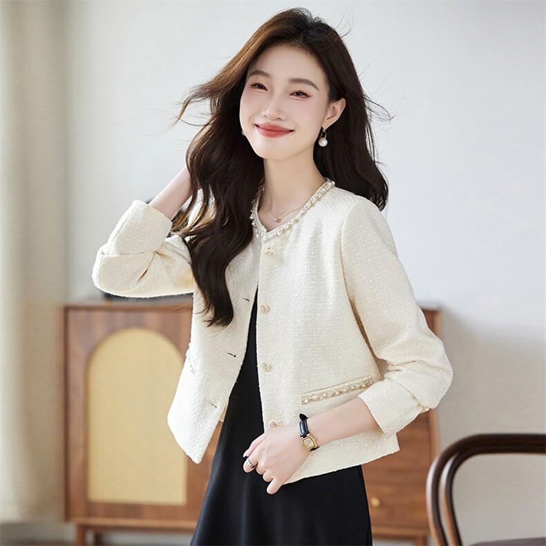 现货小香风外套女2025秋季新款小香气质小个子显瘦长袖上衣,女装短外套,英标秀（1C119）