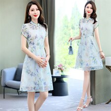 2023夏季新款优雅刺绣连衣裙修身显瘦气质淑女裙，女装连衣裙，鑫鑫美