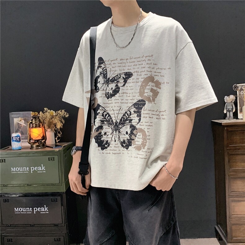 现货502-2-FT102-P38美式重磅纯棉蝴蝶t恤2025满印字母印花短袖男,男装T恤,星座502-2（原1014A）