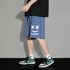 港风夏季新款宽松桃皮绒纯色运动裤男女短裤K6103P25控38，男装牛仔裤，电商A268A