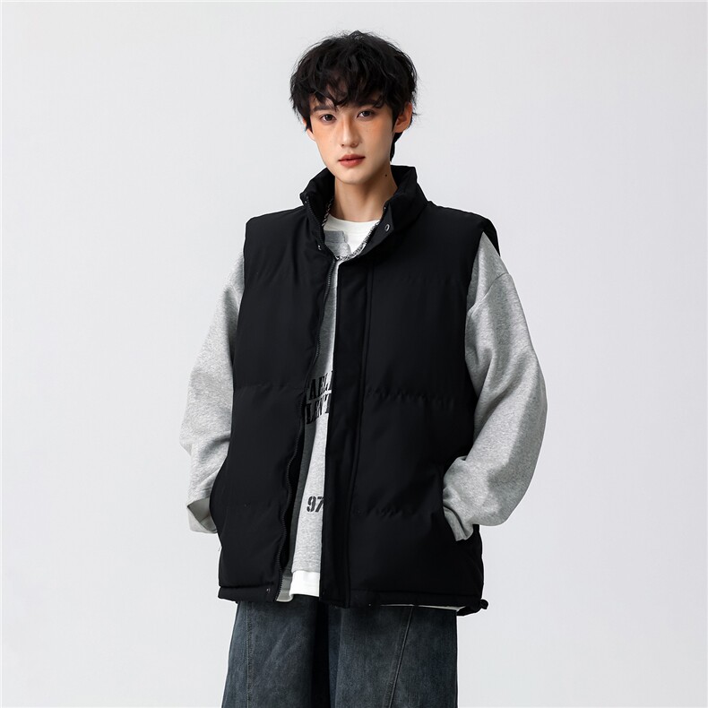 图美式纯色立领马甲坎肩保暖棉衣上衣情侣外套A025-MJ013-P30,男装棉衣,电商A025