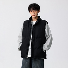 图美式纯色立领马甲坎肩保暖棉衣上衣情侣外套A025-MJ013-P30，男装棉衣，电商A025