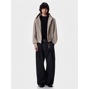 网图软糯亲肤条纹开衫卫衣氛围感情侣连帽外套 A025-CW10036-P78图片