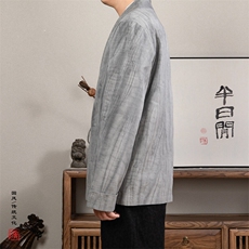 春装风男装改良汉服做旧斜襟男士道袍C236P80，男装民族服装，钱塘802