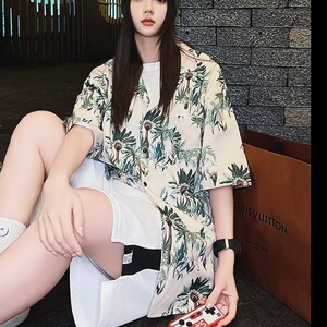 夏季衬衫男女短袖韩版潮流印花百搭2024新款ins宽松外套CY857-P29图片