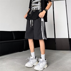夏季抽绳运动五分裤男复古宽松阔腿条纹休闲短裤KX151，男装牛仔裤，星座1116A-1（原606A）