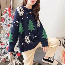 圣诞款针织套头毛衣，女装针织衫/毛衣，莎咔