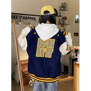 1506A/GJC0100/P63原创美式高街字母刺绣棒球服外套1图片