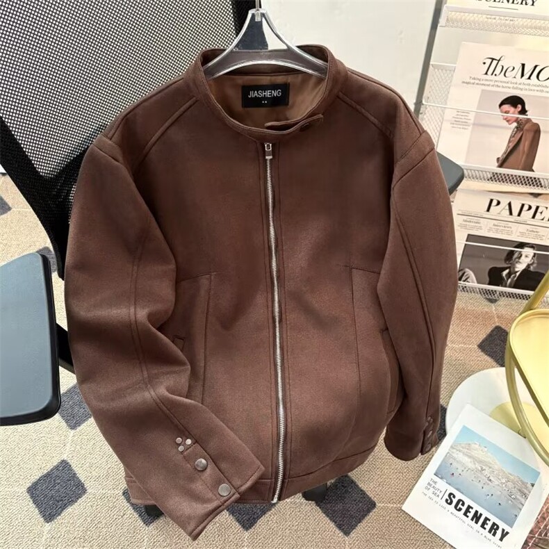 JS0780-P72美式高街复古男款秋冬新款夹克鹿皮绒复合厚款外套上衣,男装夹克,电商C233