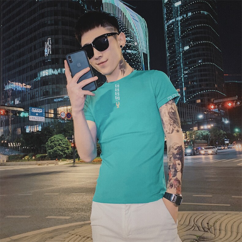 312A-11822-P35-控552021新款社会小伙修身T恤短袖红人E,男装T恤,星座312A