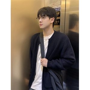 双口袋原版秋冬针织开衫外套男圆领毛衣宽松休闲慵懒风LF96 P65特图片