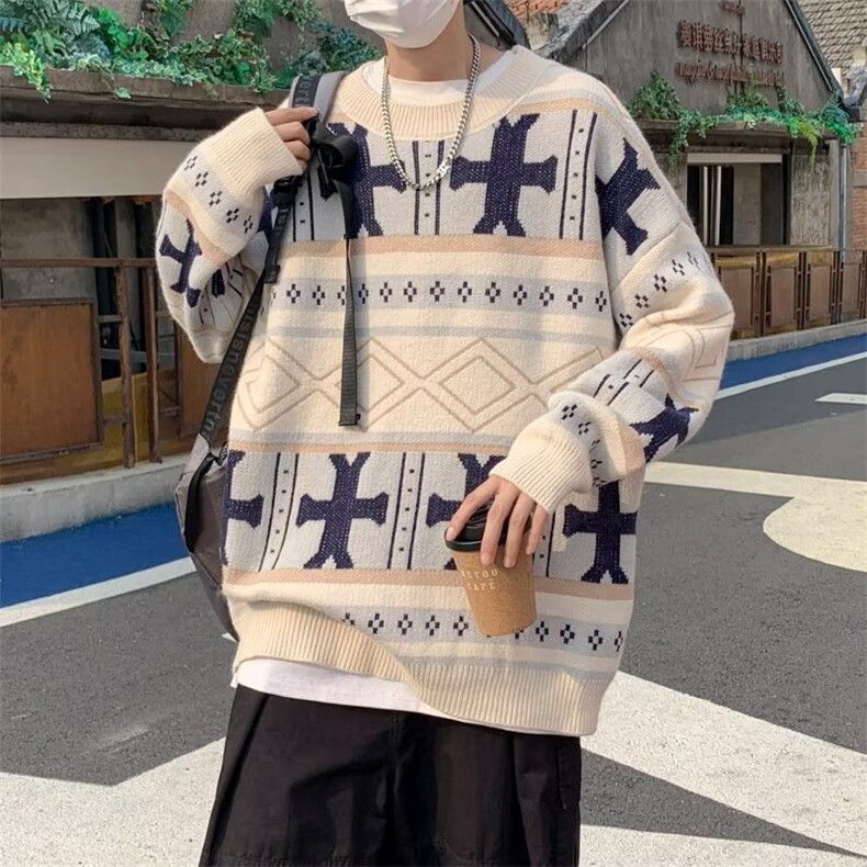 慵懒风上衣炸街针织打底衫2023秋冬潮牌宽松bf毛衣男M954-P45,男装针织衫/毛衣,星座512-2