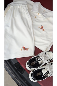 polo衫潮情侣短袖套装T3672上衣特P31控59-DK8633裤子特P26控49图片