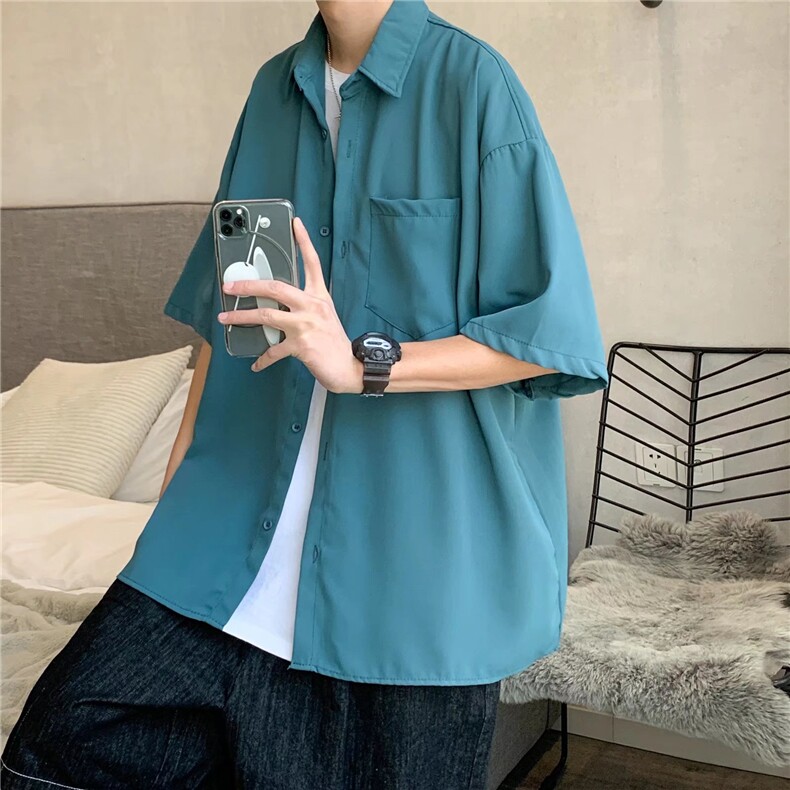短袖衬衫春款男港风潮流弹力C044P33图片