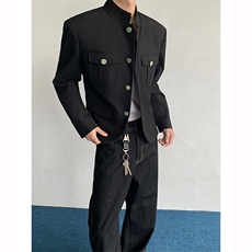 现货！25短款新中式立领男士中山装西装外套XZ81-P135，男装西服，电商B288