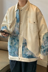 港风刺绣拼接风棉衣男夹克男棉服男外套男8706P115控158，男装棉衣，星座226-1