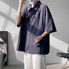 现货DSA059-CS10013-P45夏季新中式大码风唐装短袖衬衫男，男装衬衫，电商A059
