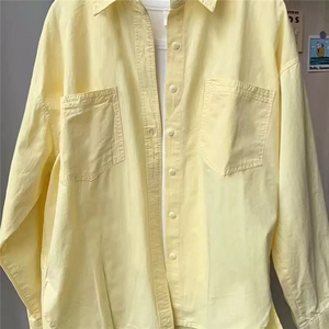 轻奢多巴胺纯棉衬衫男女内搭叠穿宽松休闲中长款衬衣LS157 P39图片