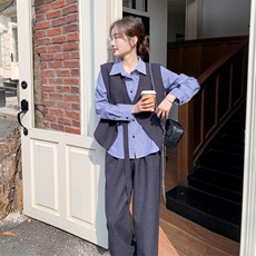 现货！26春装新款三件套衬衫+马甲+裤子2D044-2702-P195-K318，女装套装/套裙，2D044