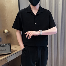夏男立领纯色衬衫男休闲宽松休闲衬衣小伙A236-82552-P55，男装衬衫，电商A236