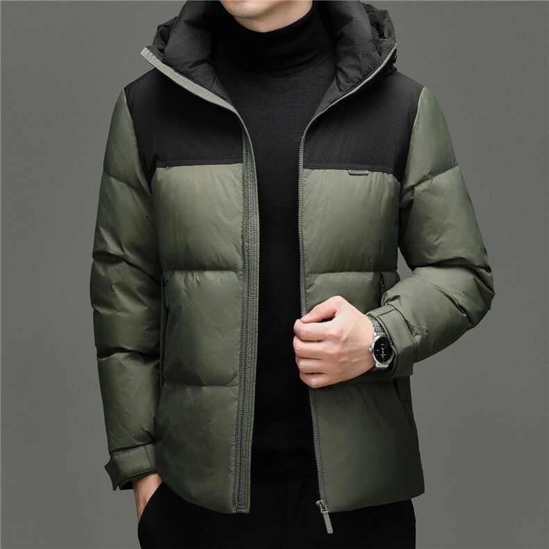 2025新款冬季男士连帽90%白鸭绒羽绒服夹克加厚休闲羽绒服外套图片