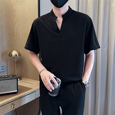 夏男立领纯色衬衫男休闲宽松休闲衬衣小伙A236-82599-P55，男装衬衫，电商A236