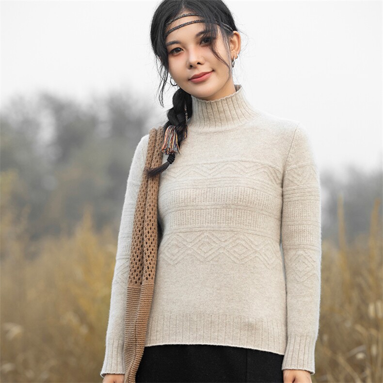 半高领羊毛衫女套头2024年新款秋冬季保暖打底衫,女装羊毛衫,赛冬羊绒
