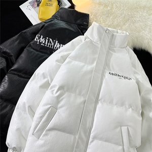 港风鳄鱼纹棉衣男手塞棉夹克PU皮棉服外套男8507P120控158图片