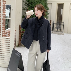 深灰色牛角扣双面羊绒大衣女2025秋冬新款高级感气质显瘦毛呢外套，女装毛呢外套，慧尚依恋