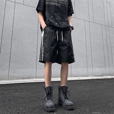 休闲短裤男士韩版潮条纹拼色运动2024夏季新款ins五分裤K5436-P28，男装牛仔裤，星座412-2