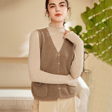 时尚百搭女士V领羊绒马甲显瘦保暖秋冬季必备单品，女装马甲，暖思纯羊绒