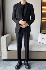 休闲小西装男士韩版修身潮流痞帅气三件套西服套装商务外套两件套，男装休闲套装，星座505-2（原电商A260-1)