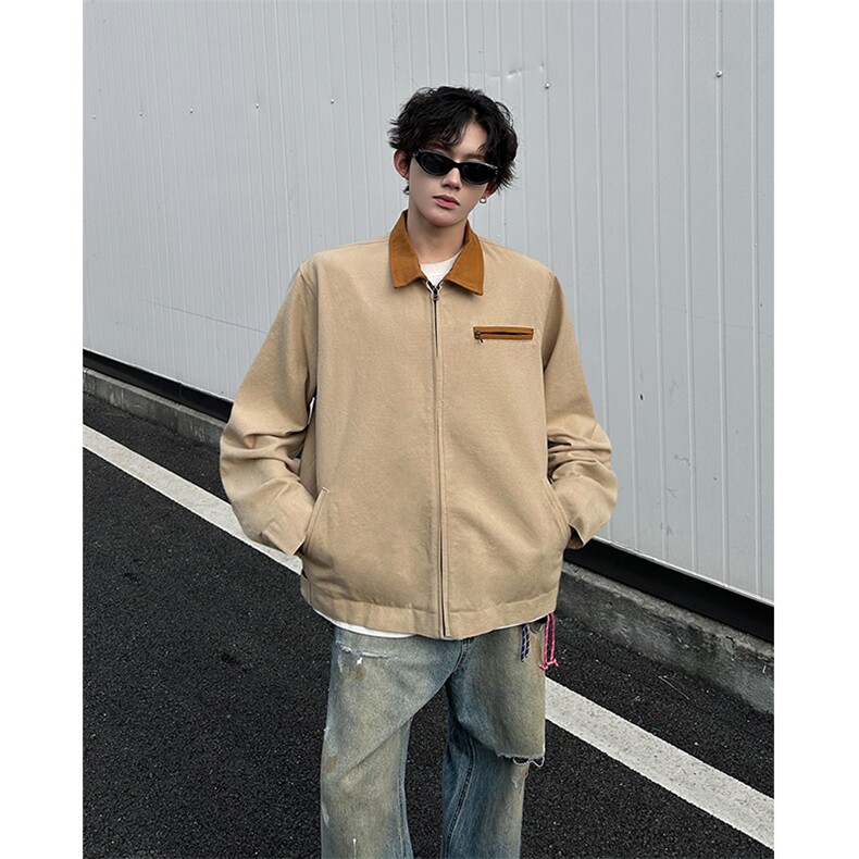 8XL-M春季水洗帆布短款夹克男生vintage美式复古工装外套JK003P98,男装夹克,电商B312