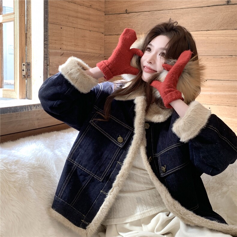 冬装新款牛仔皮毛加厚款2C092-8812-P218-K318,女装短外套,2C092