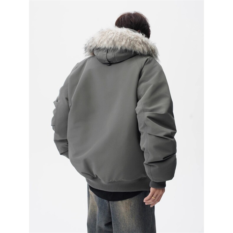 潮牌连帽毛领派克棉服男女高街情侣棉衣美式宽松外套WLF8099-P98,男装棉衣,星座1008