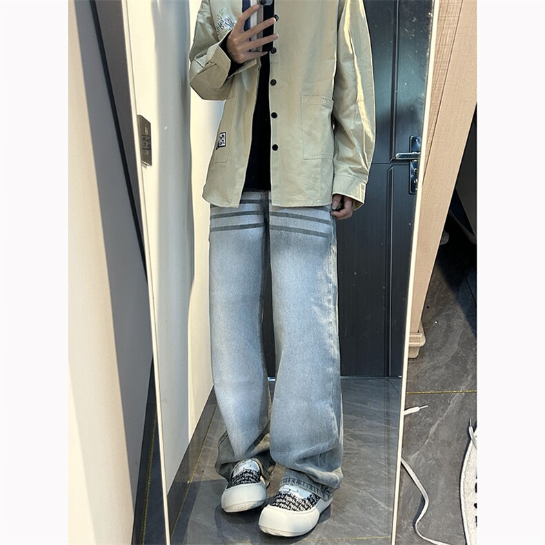 B221美式ins高街暗黑重工艺宽松直筒牛仔裤LK23125-P65控88,男装牛仔裤,电商B221