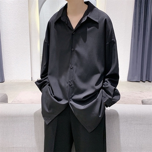 宽松微弹坠感衬衫TNS时尚港风春季潮流韩版纯色长袖衬衣 W624-P28图片