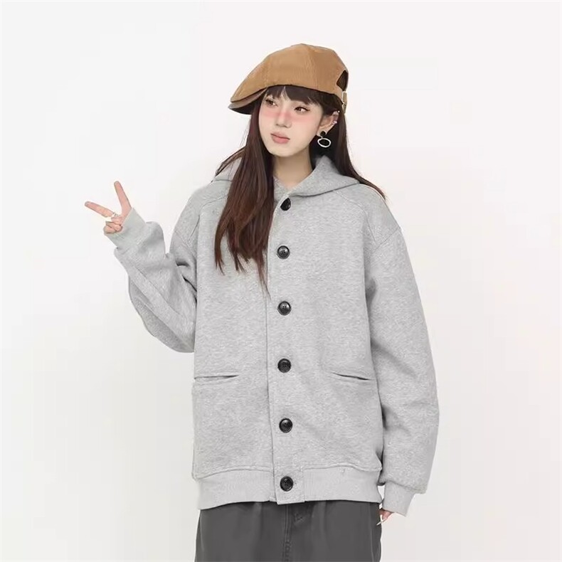 1506-1/WF341/P59连帽卫衣春季新款简约通勤宽松休闲百搭外套,女装短外套,星座1506-1