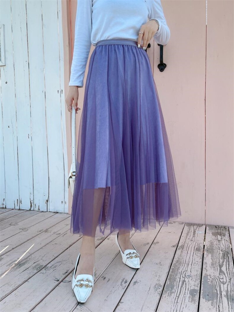 冬季加厚半裙，女装半身裙，浪漫流纱